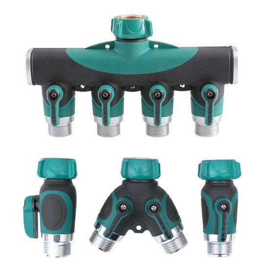 Heavy Duty 1-2-4 Way Garden Hose Splitter | Outdoor Faucet Splitter Adapter for Water Hose | Versatile Water Spigot Splitter