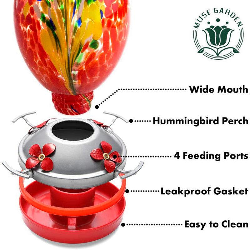 Best Glass Hummingbird Feeder – Hand-blown, Colorful Feeder for Windows, Outdoor, and Unique Hummingbird Feeding