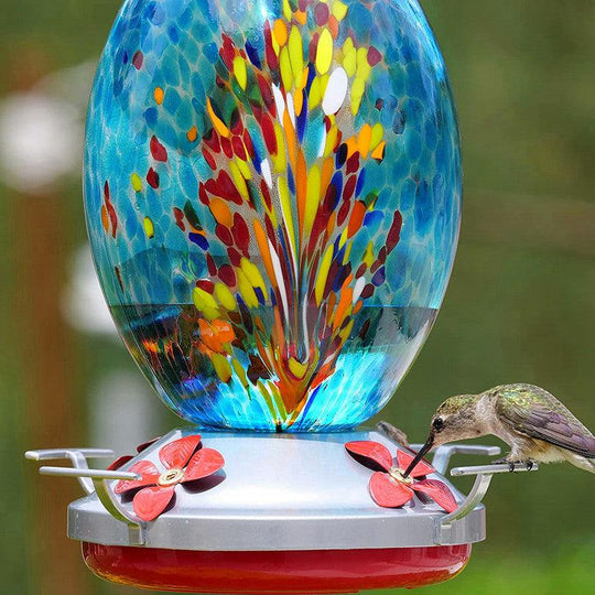 Best Glass Hummingbird Feeder – Hand-blown, Colorful Feeder for Windows, Outdoor, and Unique Hummingbird Feeding