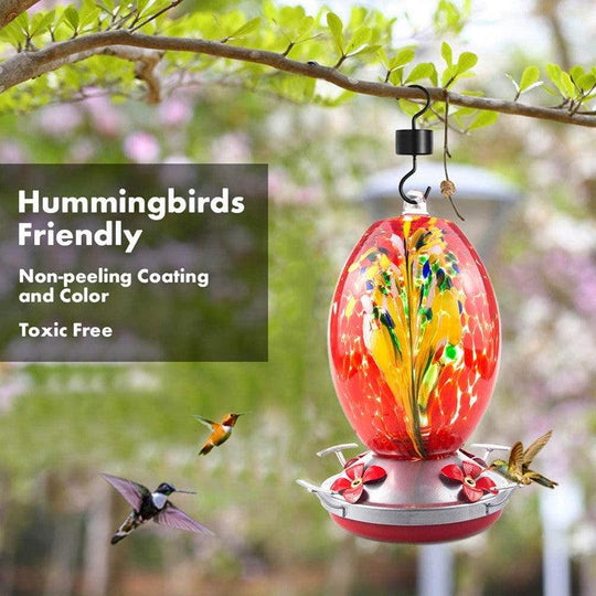 Best Glass Hummingbird Feeder – Hand-blown, Colorful Feeder for Windows, Outdoor, and Unique Hummingbird Feeding