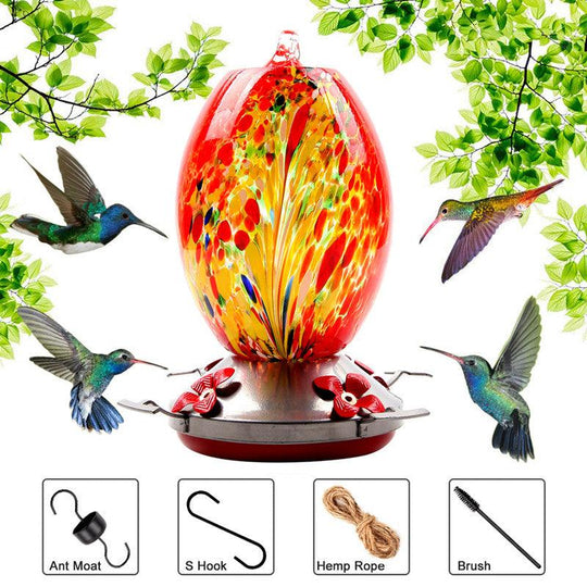 Best Glass Hummingbird Feeder – Hand-blown, Colorful Feeder for Windows, Outdoor, and Unique Hummingbird Feeding