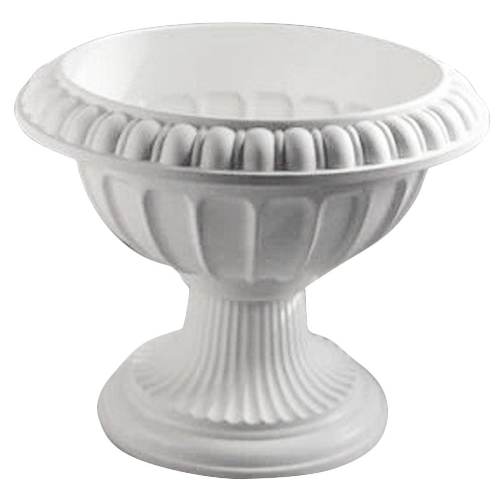 Large Outdoor Urn Planter Pot - Classic White Garden Pedestal Urn for Plants - Durable Plastic, 9.82 inches x 9.82 inches x 7.86 inches