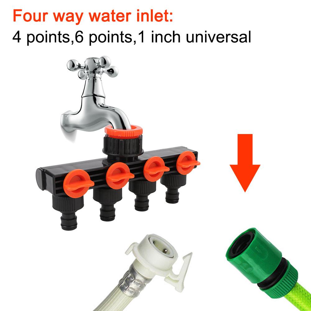 4 Way Hose Splitter - Valve Splitter 3/4" Watering Connector for Garden, Water, & Faucet Use