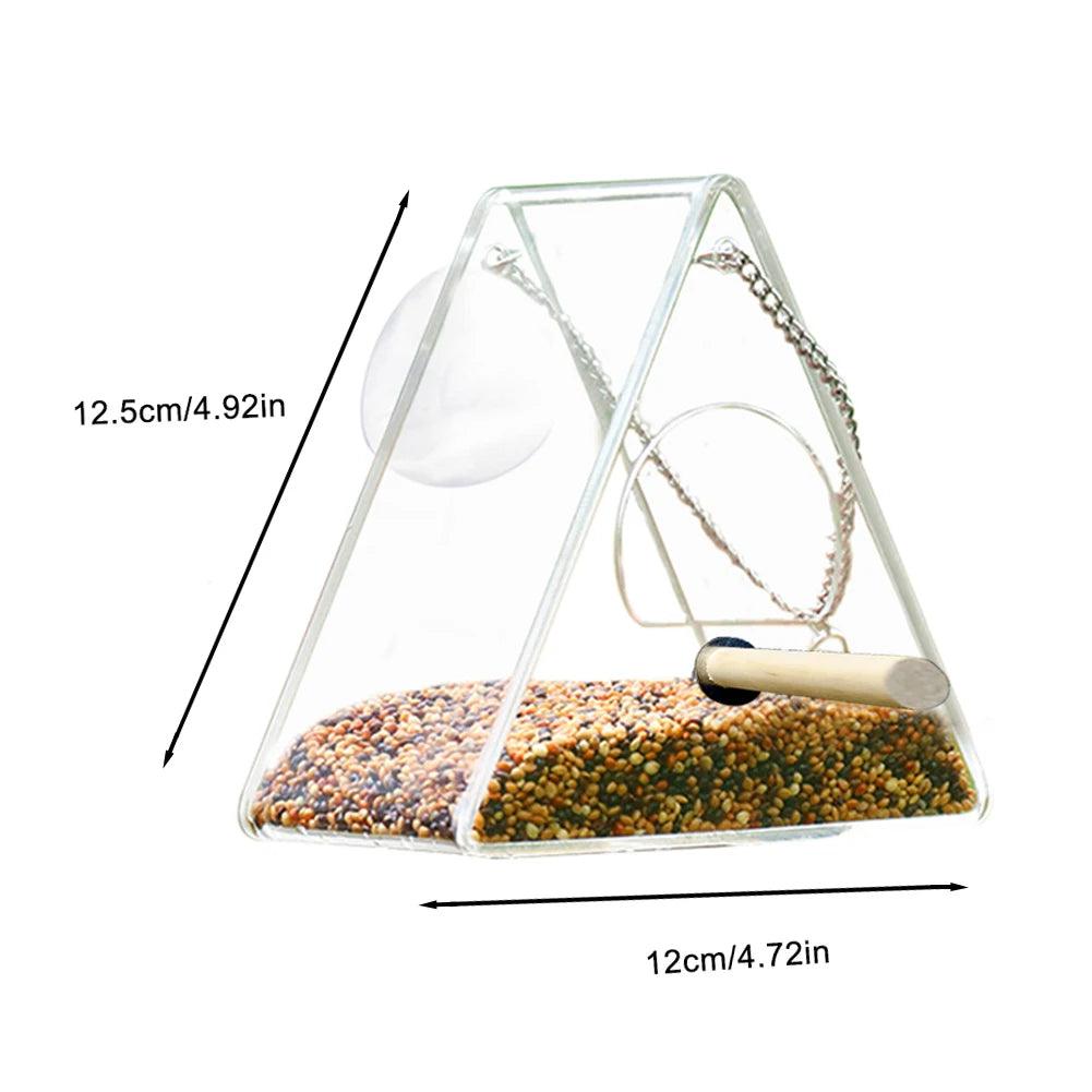 Clear View Acrylic Bird Feeder for Windows | Transparent Tray with Suction Cups | Small Window Sill Feeder | Easy Install