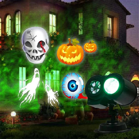 Remote Controlled Halloween Projector Lights | 16 Slides, LED Light Show | Waterproof Projection Lamp for Christmas, Halloween, Party Decorations