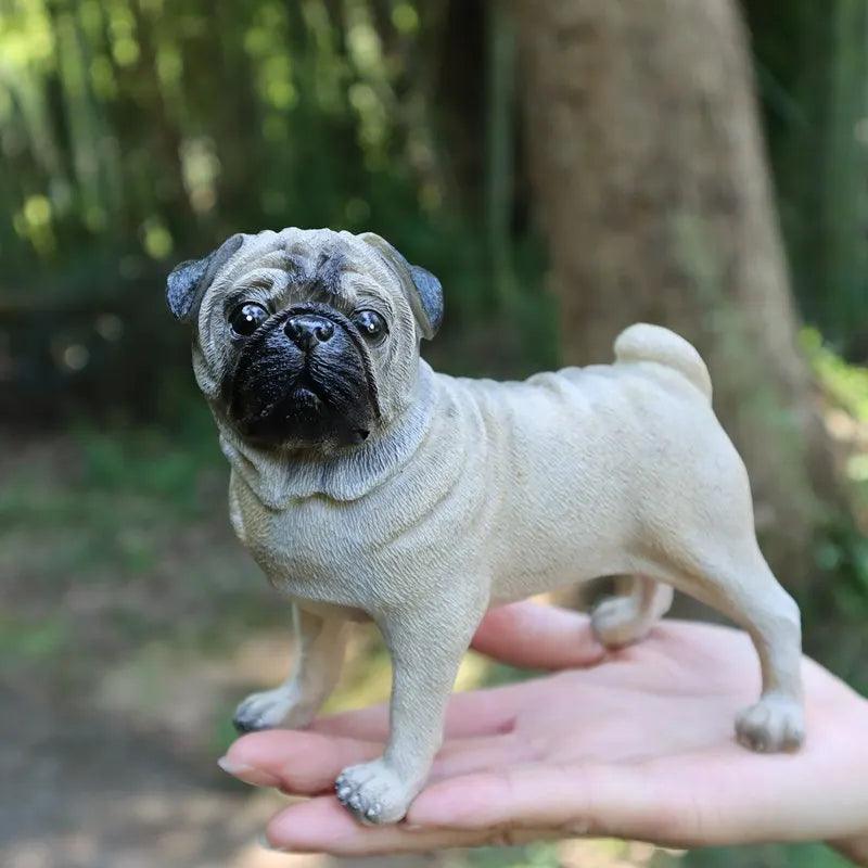 Resin Pug Dog Garden Statue - Outdoor Mexican Pug Statue for Lawn Decor