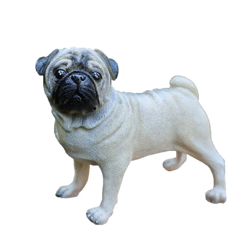 Resin Pug Dog Garden Statue - Outdoor Mexican Pug Statue for Lawn Decor