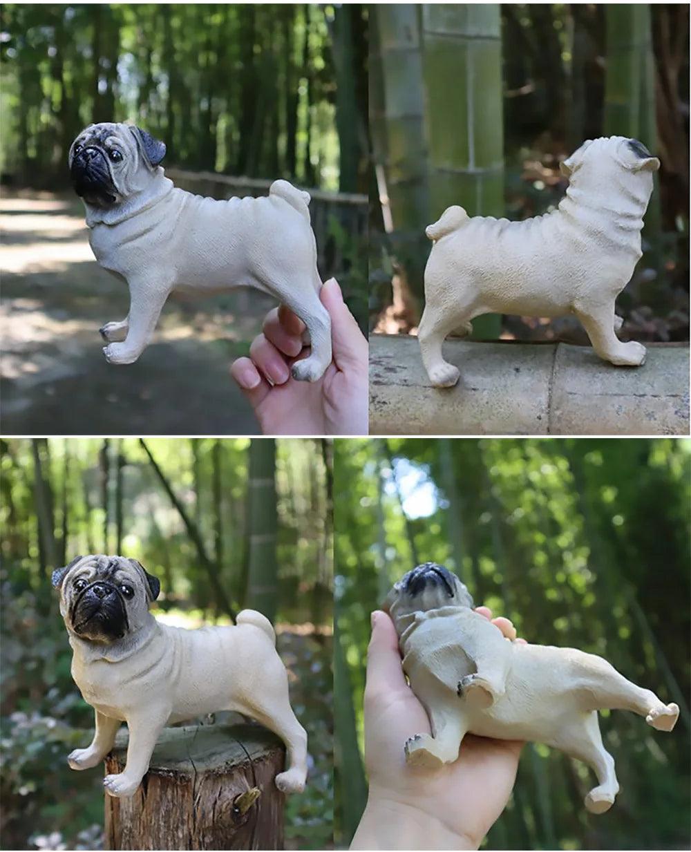 Resin Pug Dog Garden Statue - Outdoor Mexican Pug Statue for Lawn Decor