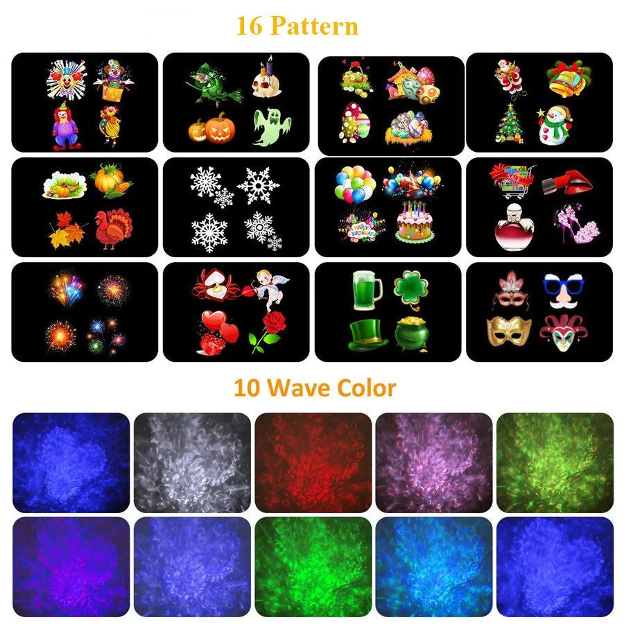 Remote Controlled Halloween Projector Lights | 16 Slides, LED Light Show | Waterproof Projection Lamp for Christmas, Halloween, Party Decorations