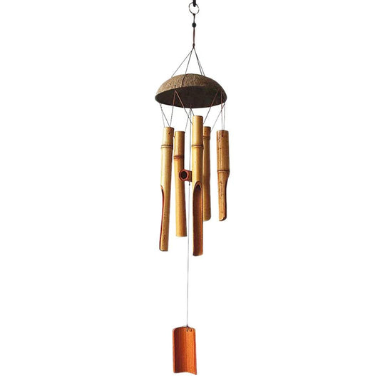 Handmade Unique Bamboo Wind Chimes - Large Cocunut and Bamboo Wind Bells, Unique Natural Bamboo Wind Chime for Outdoors, Weather Resistant