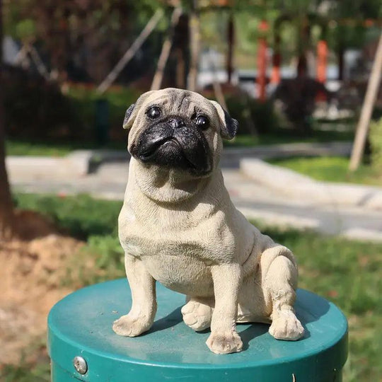 Resin Pug Dog Garden Statue - Outdoor Mexican Pug Statue for Lawn Decor