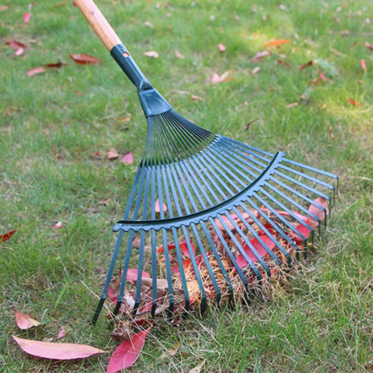 22-Tooth Garden Leaf Rake - High Carbon Steel Farming Rake for Home Garden and Agricultural Use