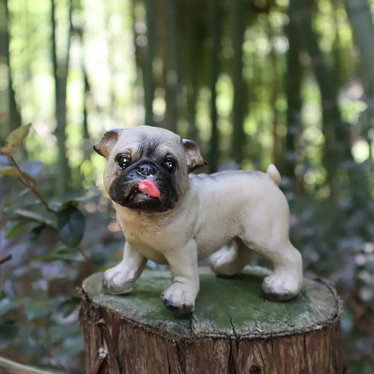 Resin Pug Dog Garden Statue - Outdoor Mexican Pug Statue for Lawn Decor