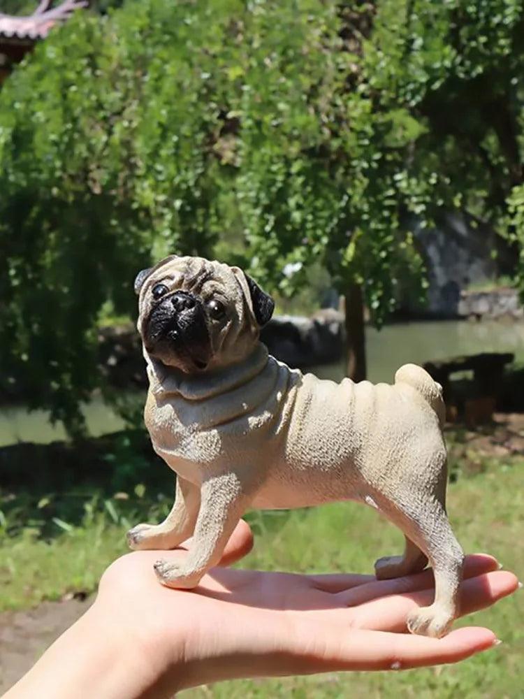 Resin Pug Dog Garden Statue - Outdoor Mexican Pug Statue for Lawn Decor