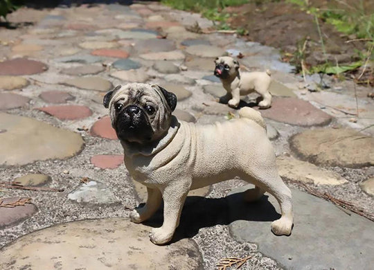 Resin Pug Dog Garden Statue - Outdoor Mexican Pug Statue for Lawn Decor