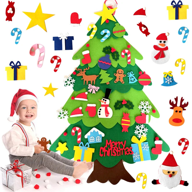 2D and 3D DIY Felt Christmas Tree for Christmas Decoration & Kids Gifts