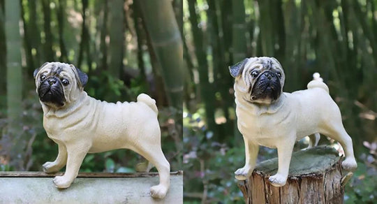 Resin Pug Dog Garden Statue - Outdoor Mexican Pug Statue for Lawn Decor