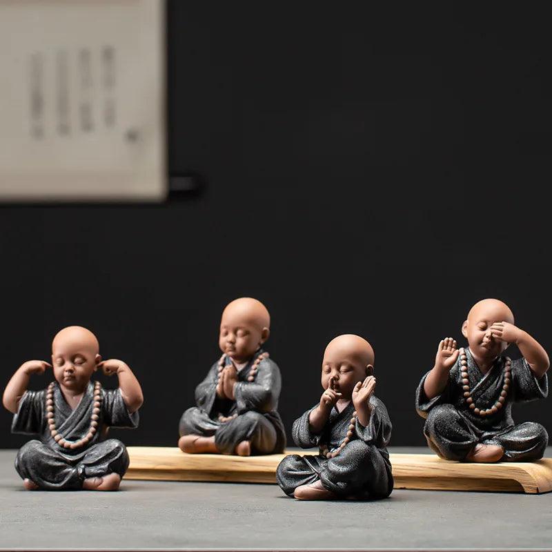 Ceramic Buddhist Monk Statue - Japanese Zen Garden Decor Figurine for Serenity and Meditation Outdoor Stauary