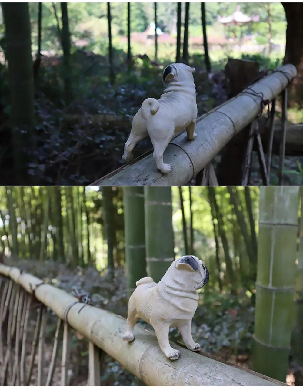 Resin Pug Dog Garden Statue - Outdoor Mexican Pug Statue for Lawn Decor