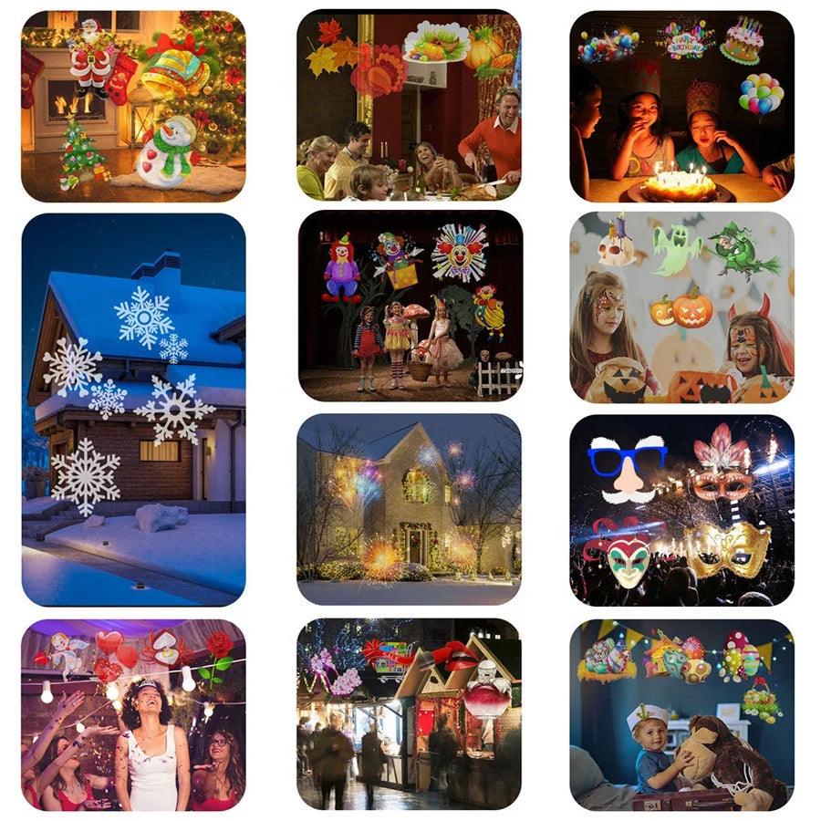 Remote Controlled Halloween Projector Lights | 16 Slides, LED Light Show | Waterproof Projection Lamp for Christmas, Halloween, Party Decorations