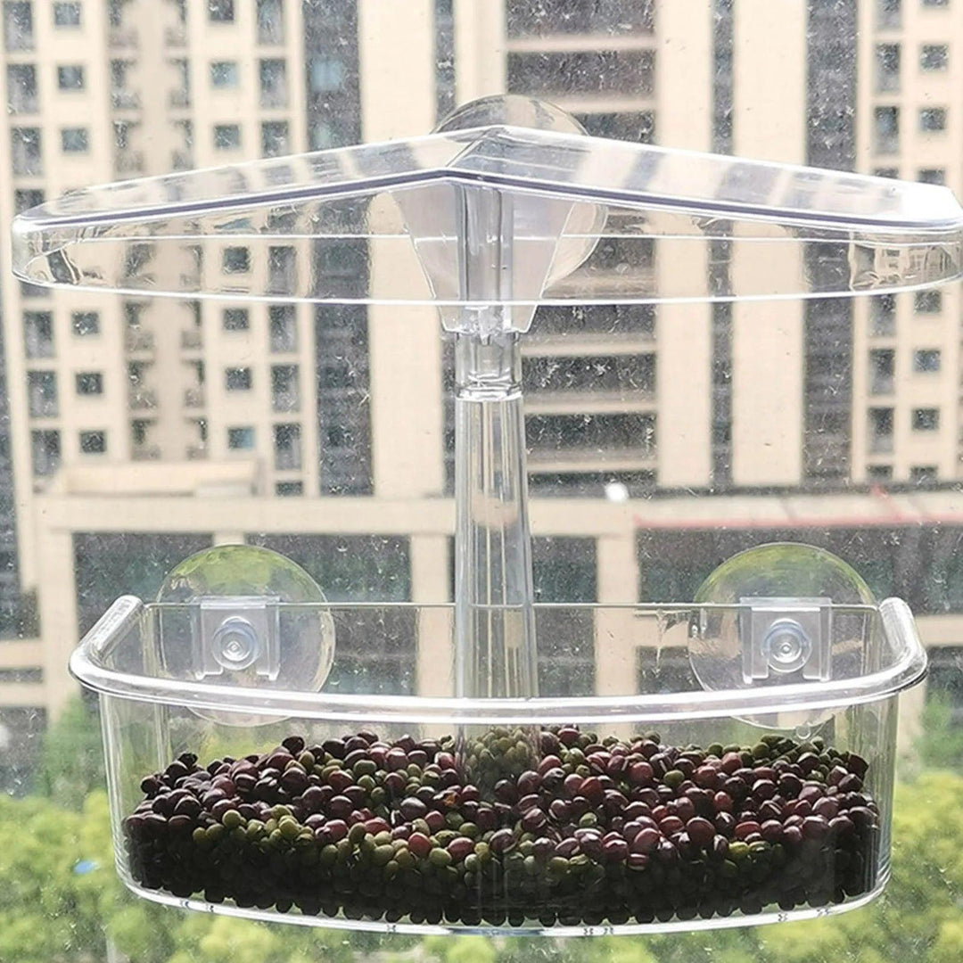 Clear View Acrylic Bird Feeder for Windows | Transparent Tray with Suction Cups | Small Window Sill Feeder | Easy Install