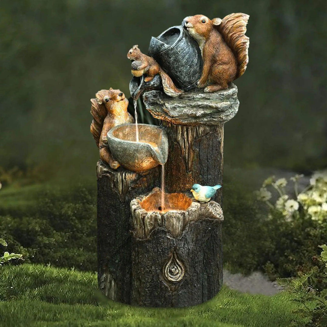 Outdoor Solar Garden Animal Statue with LED Lights - Resin Figurine Fountain for Yard and Garden Decor