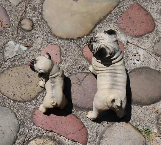 Resin Pug Dog Garden Statue - Outdoor Mexican Pug Statue for Lawn Decor