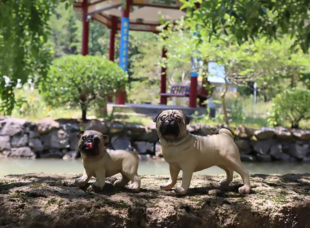 Resin Pug Dog Garden Statue - Outdoor Mexican Pug Statue for Lawn Decor