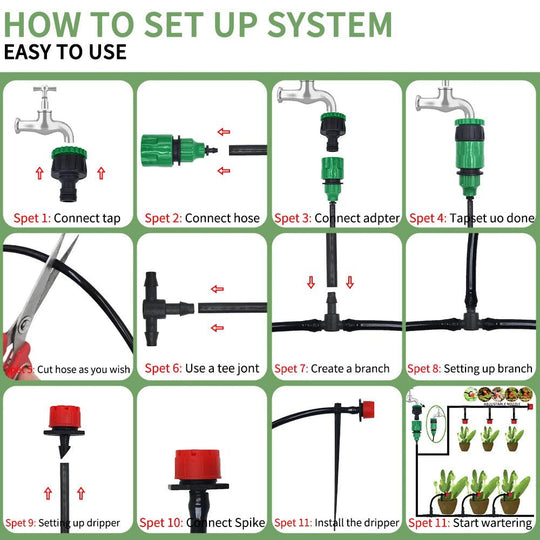 Micro Drip Irrigation System Portable upto 20M Automatic Watering kit with Adjustable Drippers