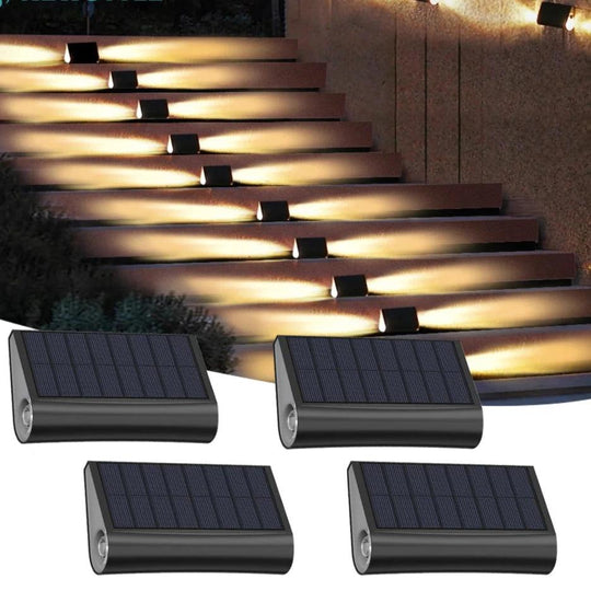 1/2/4/6 Pack - Two Sided Solar Outdoor LED Step Lights - Waterproof Deck, Stair, and Pathway Lighting for Enhanced Outdoor Safety