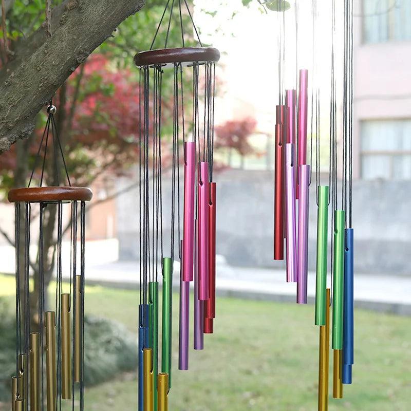 22.8-Inch Memorial Wind Chimes - Personalized Aluminum Alloy with 12 Tubes, Hook, and Pine Wood for Sympathy and Funeral Gifts