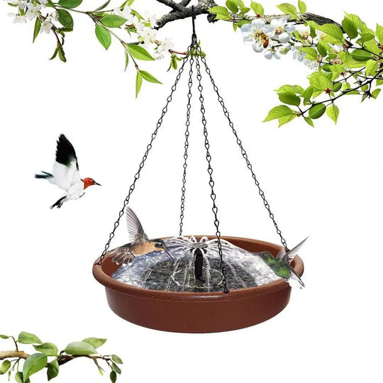 Solar-Powered Bird Bath Fountain with S-Shaped Hook – 12.01-inch Tray, Outdoor Birdbaths & Water Fountains for Garden Décor