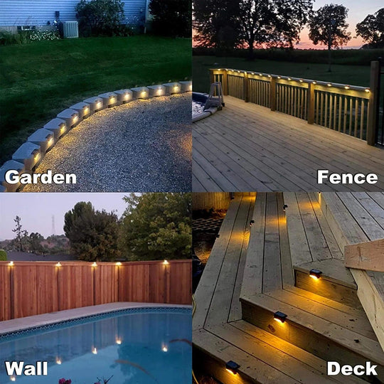 Solar Deck Lights Outdoor IP65 Waterproof LED Lights for Railing, Stairs, Fence, and Patio - 1 ~ 20 pcs