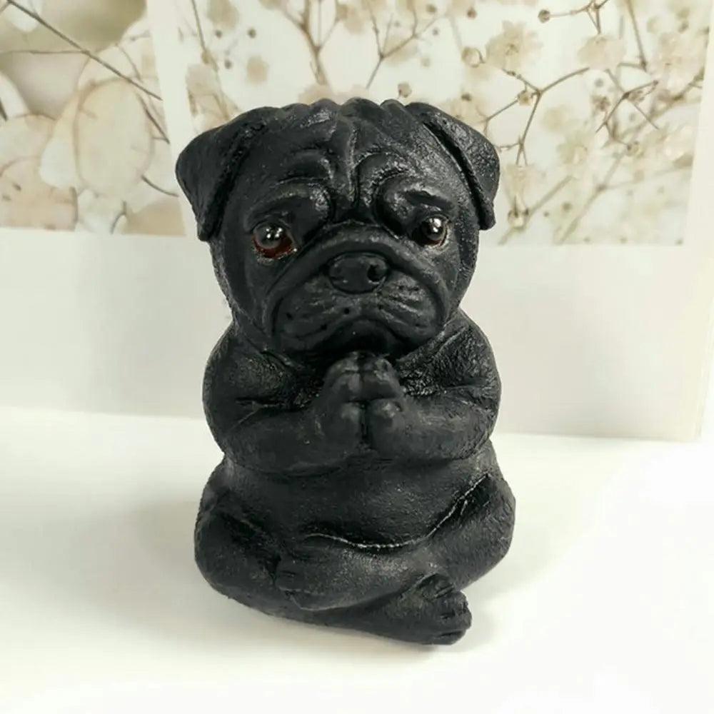 Resin Pug Dog Garden Statue - Meditating Pug Outdoor Statue for Lawn and Garden Decor Figurine