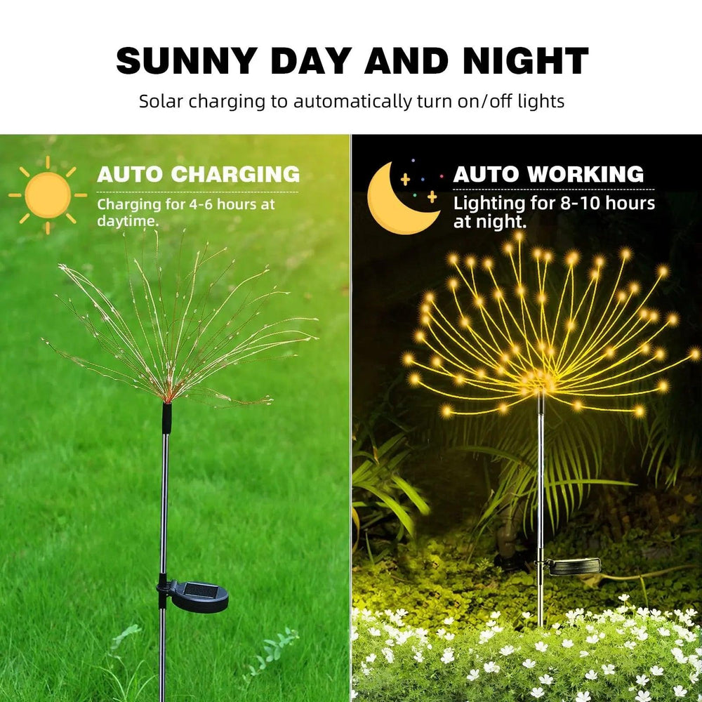 Solar Fireworks Lights Outdoor Garden Decoration - Waterproof Swaying Solar Firefly Lamp