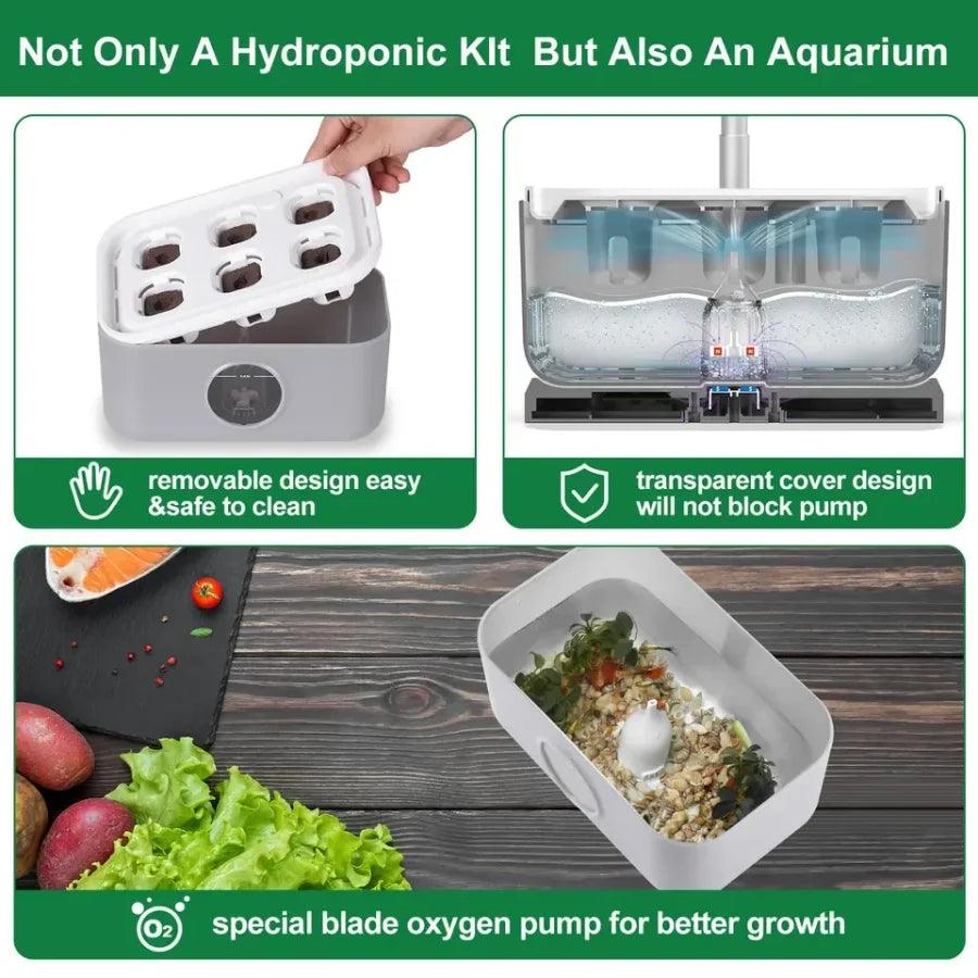 Home Smart Hydroponics System 6 Pods - Indoor Vegetable, Herb, and Flower Garden Kit with LED Grow Light