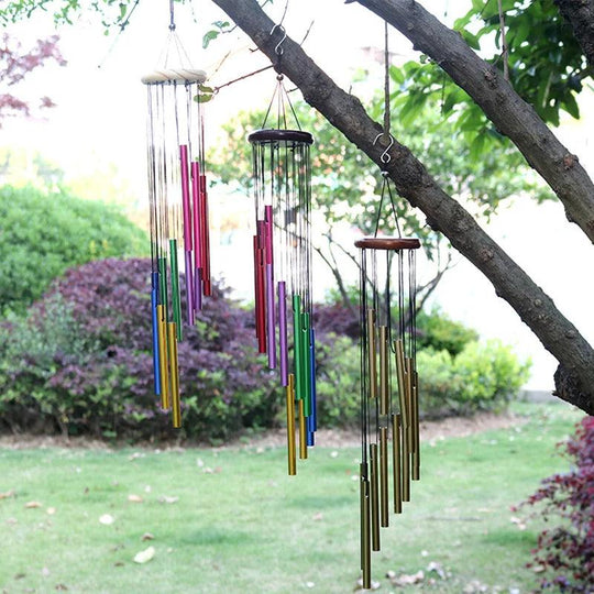 22.8-Inch Memorial Wind Chimes - Personalized Aluminum Alloy with 12 Tubes, Hook, and Pine Wood for Sympathy and Funeral Gifts