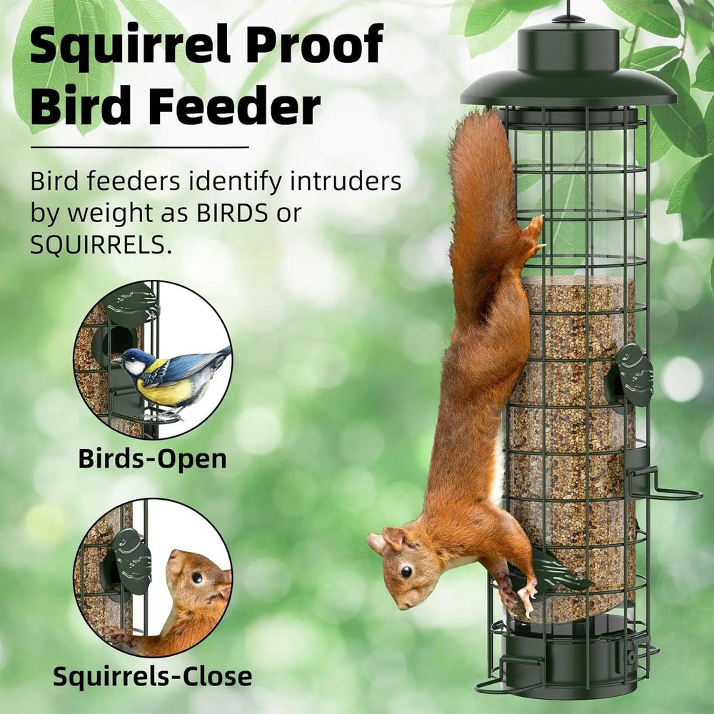 Cardinal Bird Feeder - Squirrel Proof Metal Mesh Hanging Feeder for Outdoors, Large Capacity with Gravity Protection