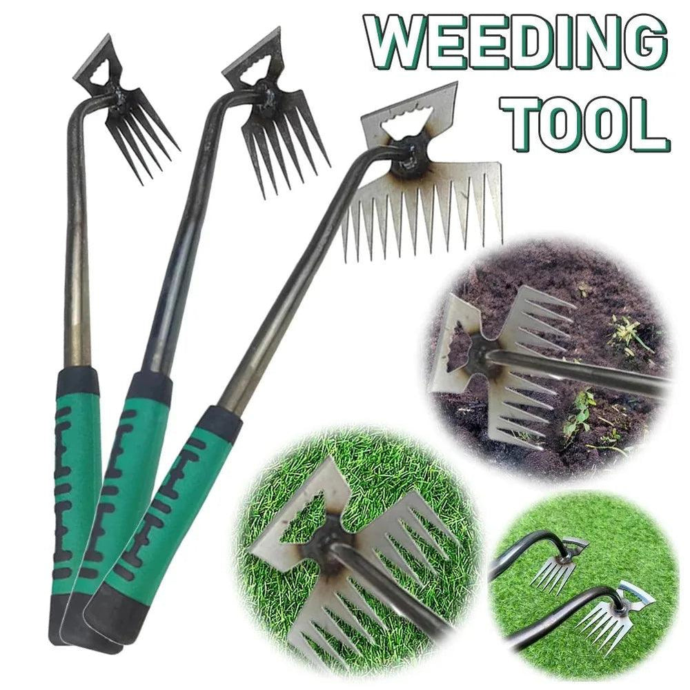 Stainless Steel Weeding Tool - Long Handled Garden Weeder for Grass & Root Removal, Soil Loosening