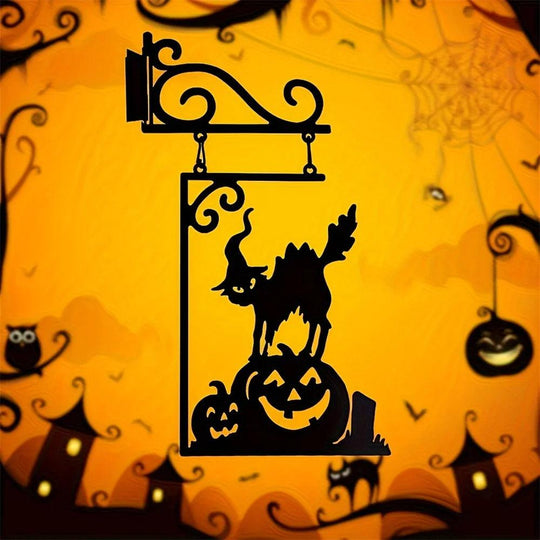 Halloween Metal Wall Decor Ghost Art with Witch, Pumpkin, Crow, Skeleton | Outdoor & Indoor Metal Wall Hanging Decorations