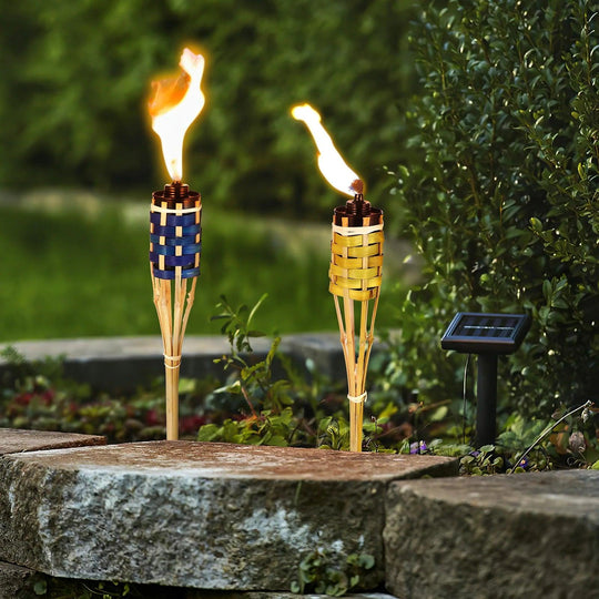 Bamboo Torch Flame Light - Outdoor Pathway Lights, Driveway Lights, Walkway Lights, Landscape Path Lighting (Random Color)