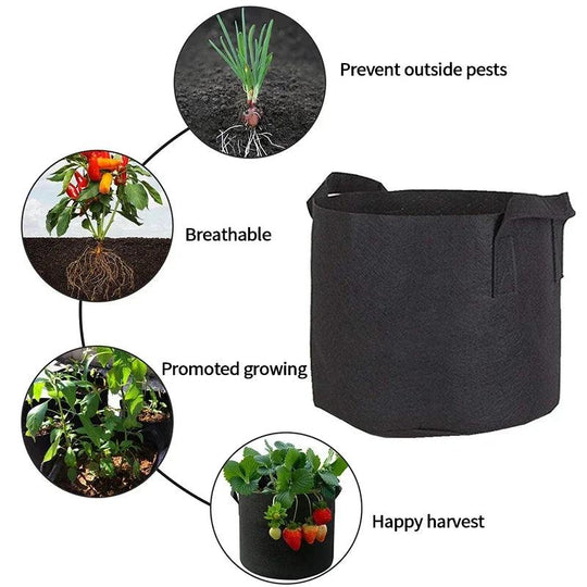 5PCS Reusable Felt Grow Bags | 3/4/5/7 Gallon Fabric Planters for Vegetables, Tomatoes, and Potatoes