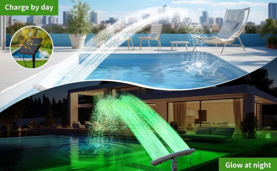 Pool Fountains and Water Features | 360° Adjustable 12-Color LED Solar Lights | Remote Control Powerful Spray System for Pools