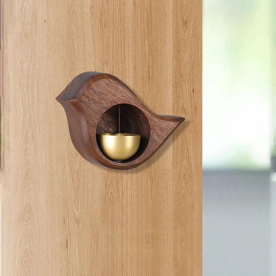 Wooden Wind Chimes Doorbell - Decorative Wood and Brass Bell for Door Opening, Japanese Porch Reminder, Outdoor Wind Chime