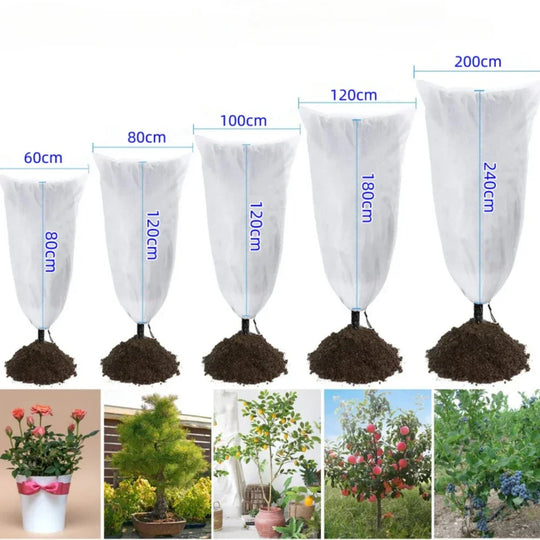 2.62 to 6.56 feet wide X 3.93 to 7.87 feet height Zipper Drawstring Plant Covers for Winter, Frost Protection, Sun Shade & Raised Bed Cover for Garden Plants