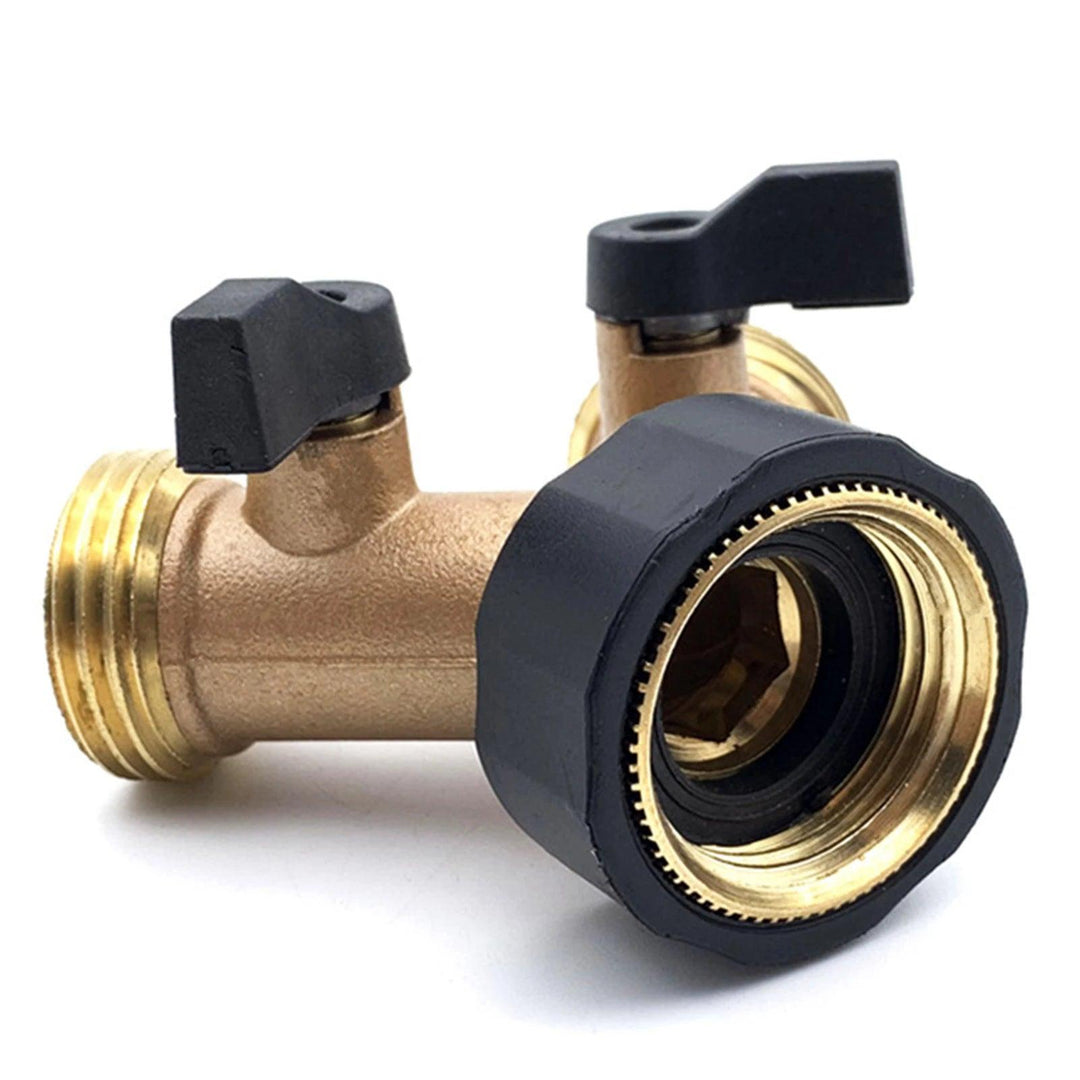 2 Way Garden Y Hose Splitter - 3/4 Inch Brass Tap Splitter for Washing Machine and Outdoor Use