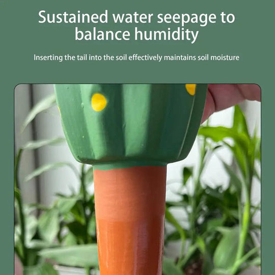 Efficient Plant Watering Insert - Cactus shaped Terracotta Watering Spikes for Garden & Potted Plants