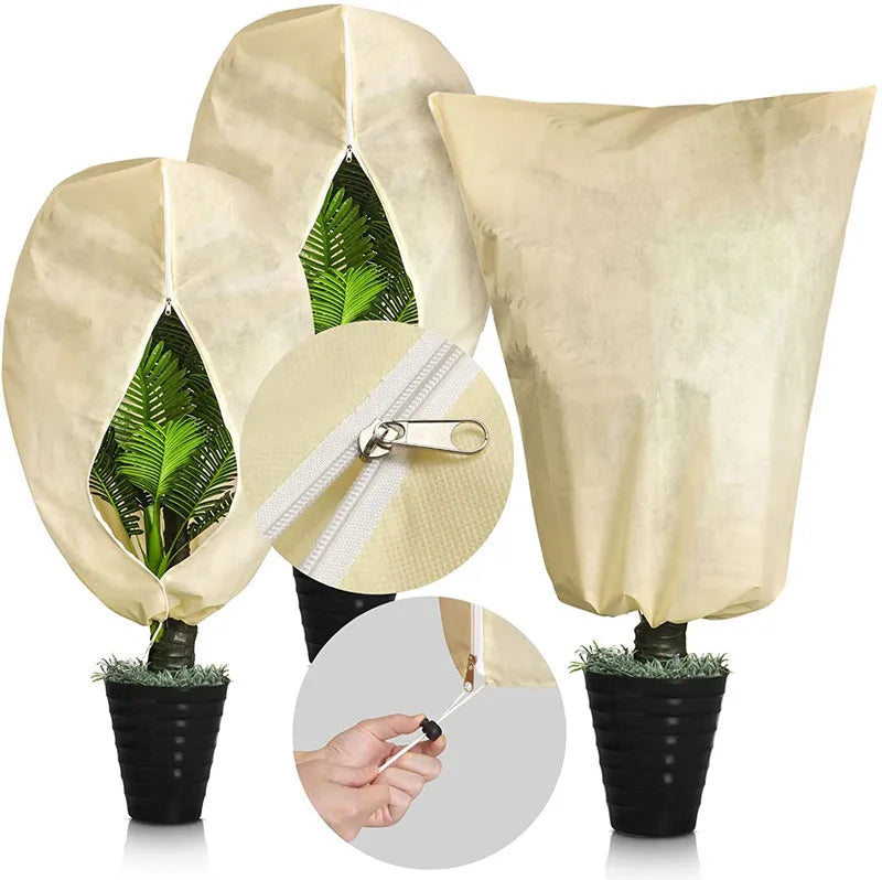 2.62 to 6.56 feet wide X 3.93 to 7.87 feet height Zipper Drawstring Plant Covers for Winter, Frost Protection, Sun Shade & Raised Bed Cover for Garden Plants