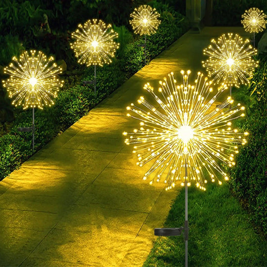 Solar Fireworks Lights Outdoor Garden Decoration - Waterproof Swaying Solar Firefly Lamp