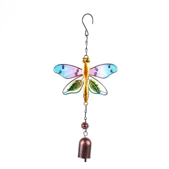 Hummingbird Wind Chimes - Metal & Glass Painted Garden Decor with Aluminum Pipes | 7.1"x13.8" | Wind Chime, Hummingbird Feeder Chime